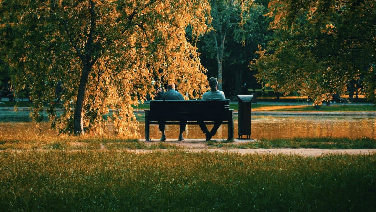 People reflecting in a calm environment.