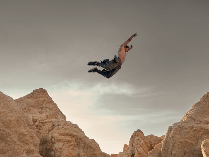 Taking a leap representing a leap into therapy.