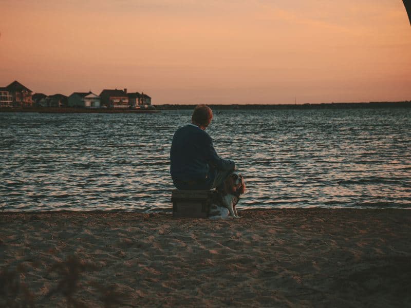 Person looking over a large body of water which represents the feeling of sinking and loss of control.