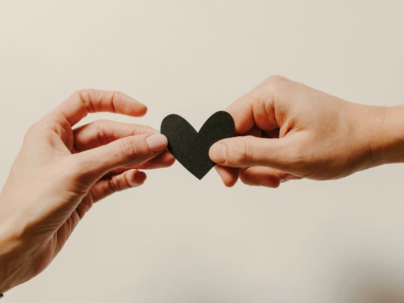 Giving love to a loved one.