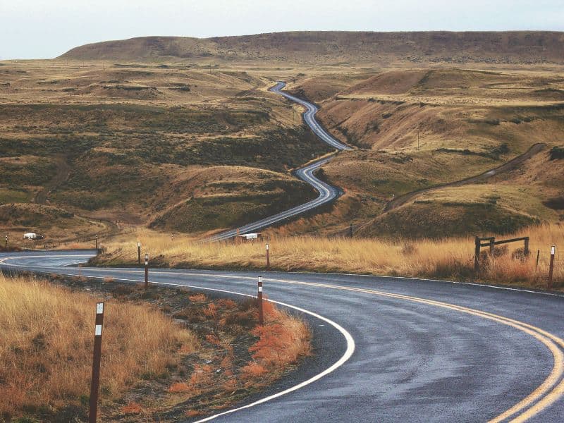 Long winding road representing the healing journey not being linear.